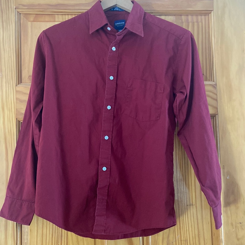 Arrow button down shirt. Deep red burgundy color. Look Sharp!